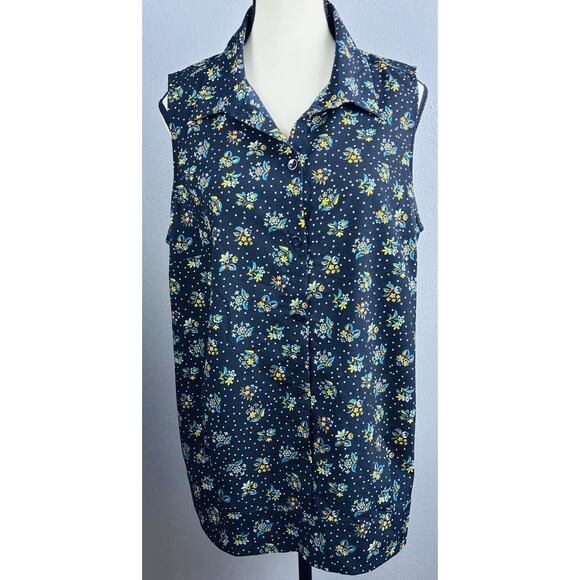 Cabi Sz L Black Yellow Whimsy Btn Slvls Stand Up Back Collar Front Open Blouse - Picture 1 of 11